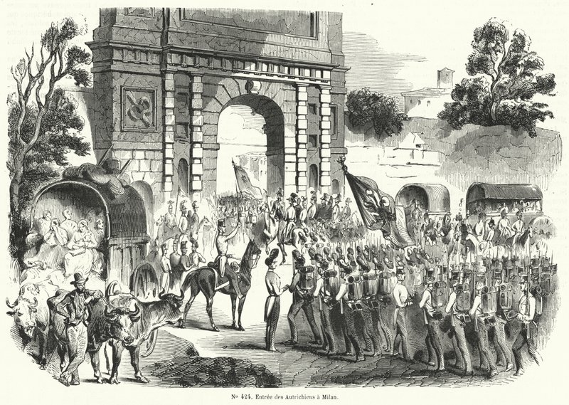 Austrian Troops Entering Milan, Italy, 6 August 1848 by French School