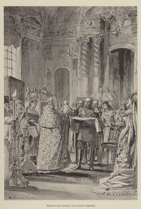 Baptism of a member of the imperial family (engraving) by French School