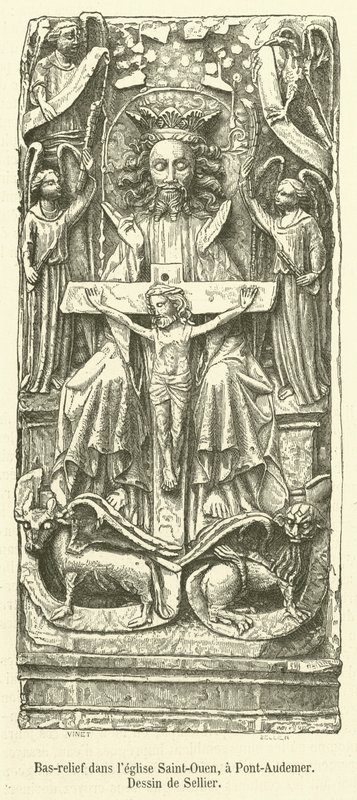 Bas-relief in the Church of Saint-Ouen, Pont-Audemer (engraving) by French School