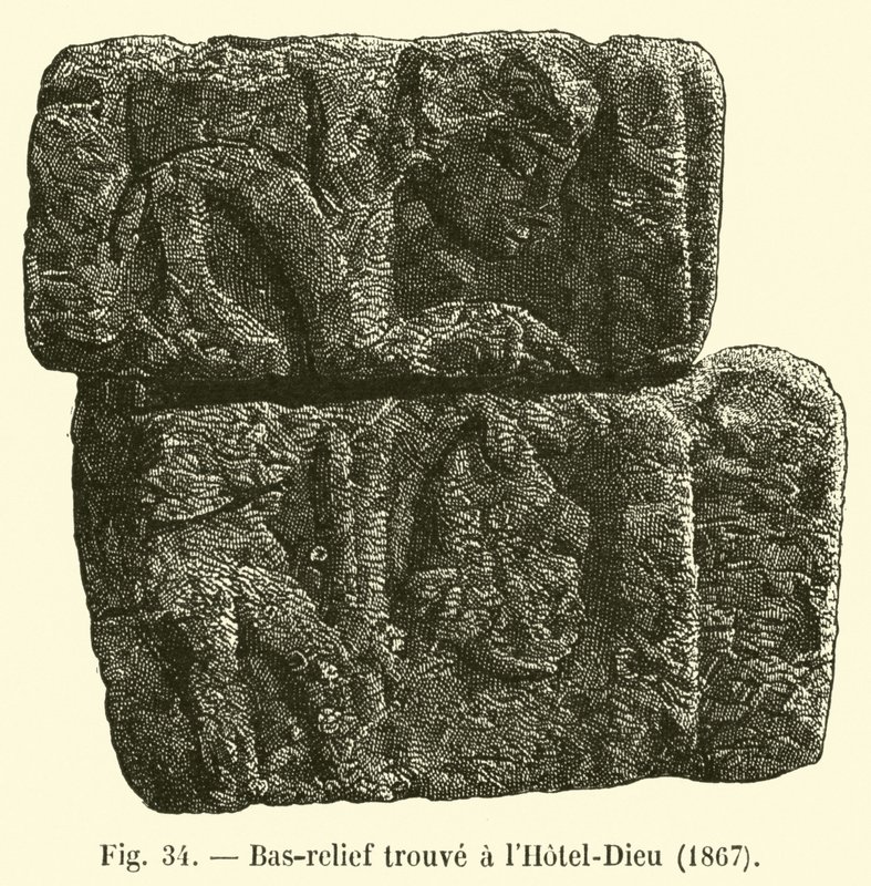 Bas-relief found at Hotel-Dieu, 1867 by French School