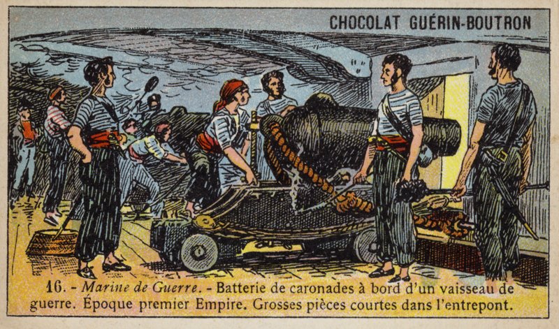 Battery of Carronades on Board a French Warship of the First Empire, Early 19th Century by French School