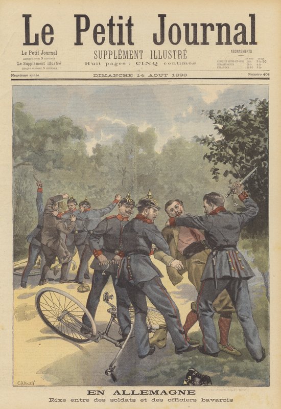 Bavarian soldiers attacking officers in civilian clothes in Germany by French School