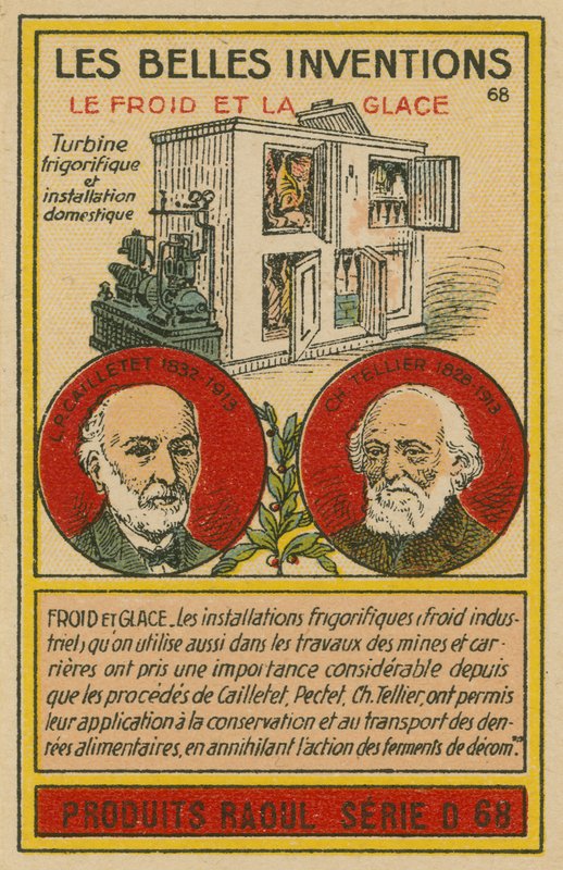 Beautiful inventions card, refrigeration by French School