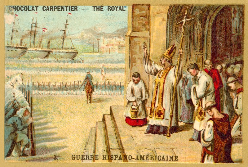 Bishop blessing troops, Spanish-American War by French School
