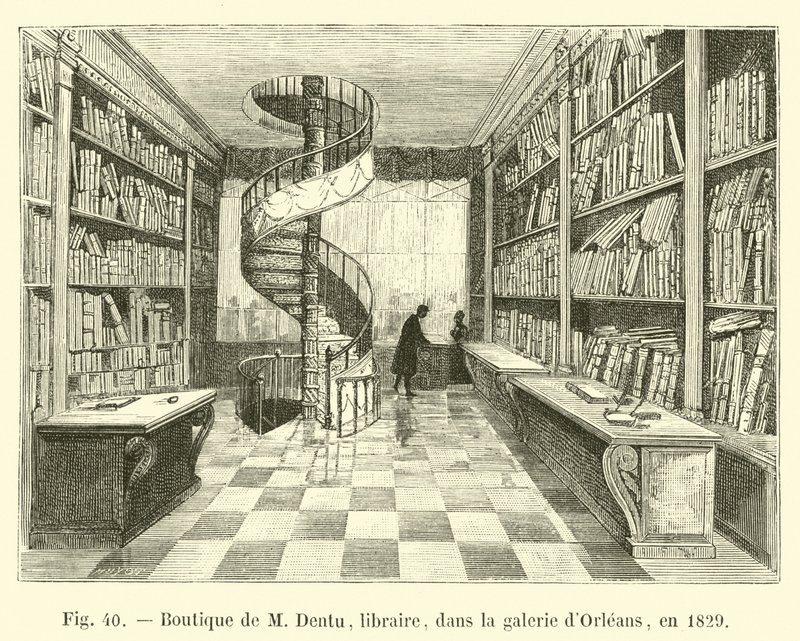 Shop of Mr. Dentu, bookseller, in the Gallery of Orleans, in 1829 by French School