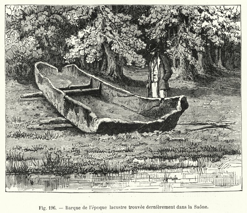 Boat from the Lacustrine Era Recently Found in the Saone (engraving) by French School
