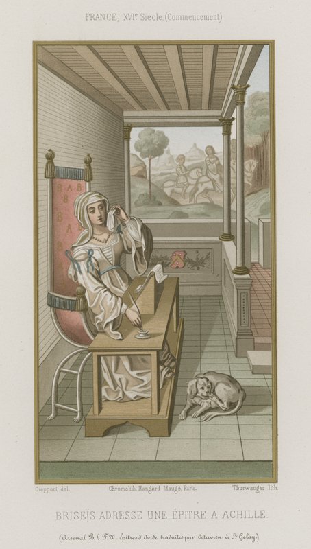 Briseis sends an epistle to Achilles by French School