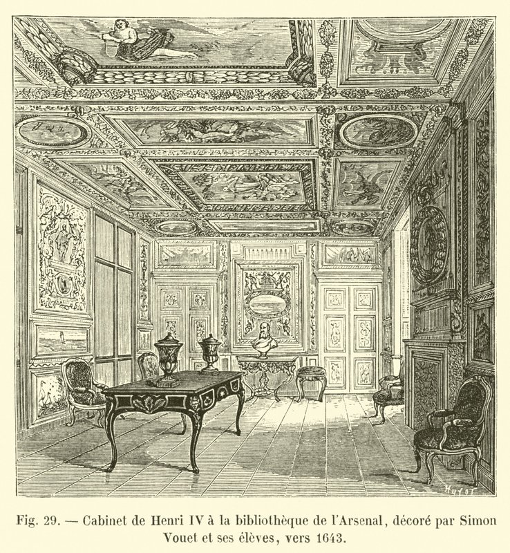 Cabinet of Henry IV at the Arsenal Library, decorated by Simon Vouet and his students, around 1643 by French School