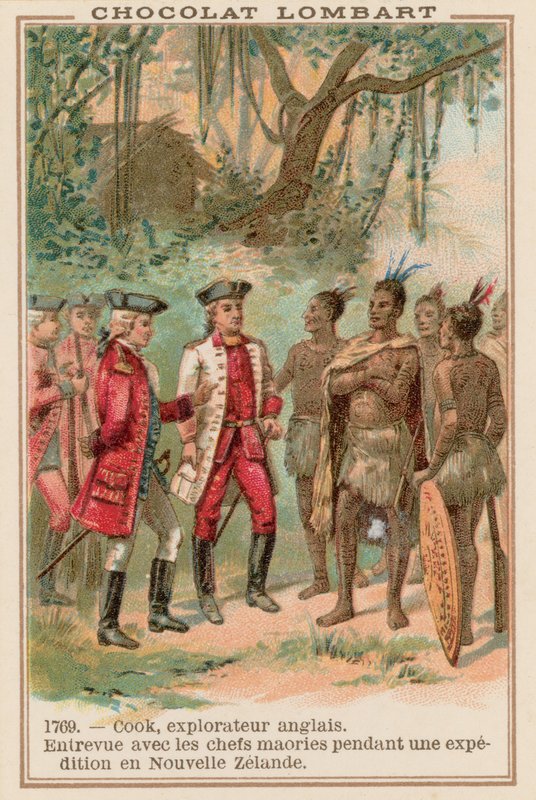Captain James Cook Meeting with Maori Chiefs in New Zealand, 1769 by French School