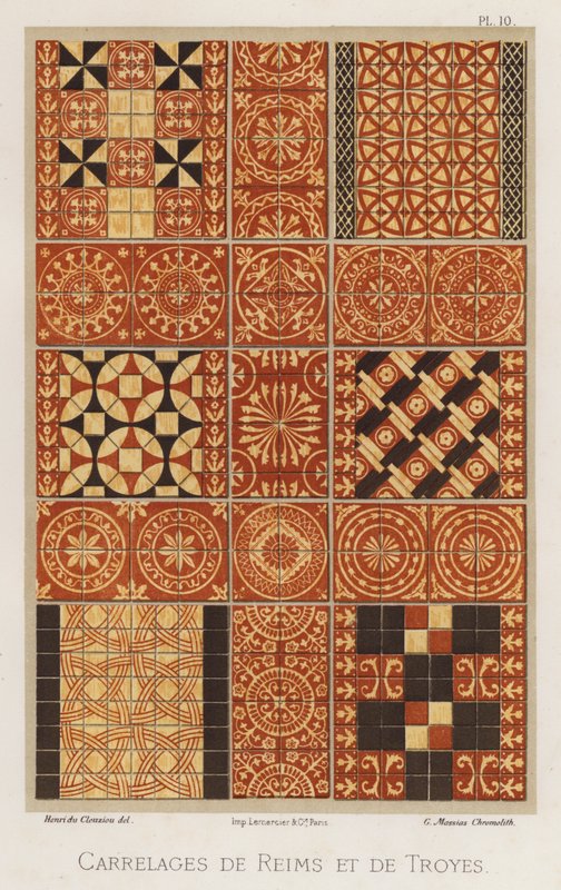 Tiles from Reims and Troyes by French School