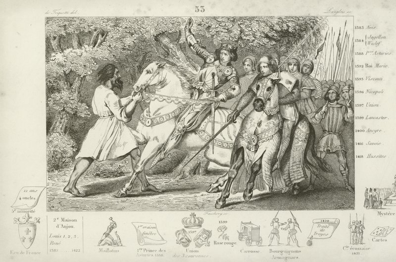 Charles VI of France is warned of an ambush in the forest near Angers, 1392 by French School
