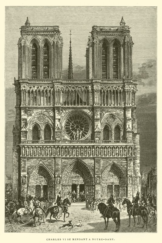 Charles VI going to Notre-Dame (engraving) by French School