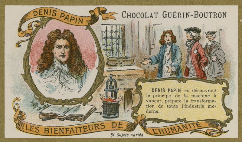 Chocolat Guerin-Boutron Trade Card, Denis Papin by French School