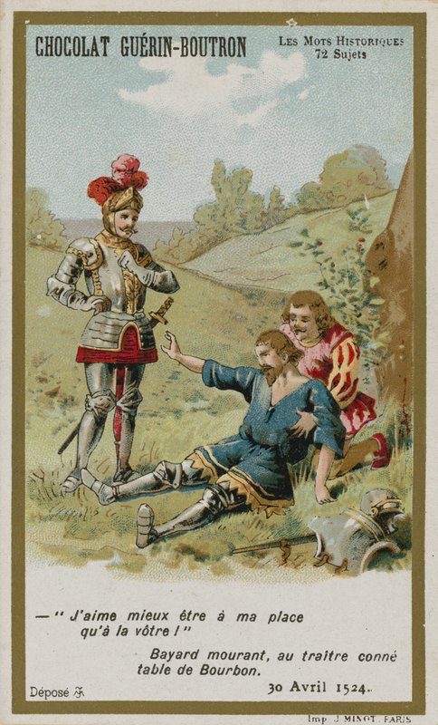 Chocolat Guerin-Boutron Trade Card, Historic Words Series by French School