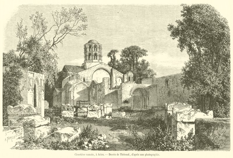 Roman Cemetery, in Arles (engraving) by French School