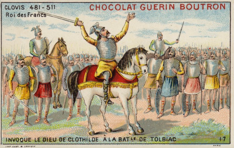 Clovis I invoking the God of Clotilde at the Battle of Tolbiac, 496 by French School