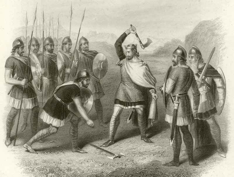 Clovis and his rebellious soldier, 487 by French School