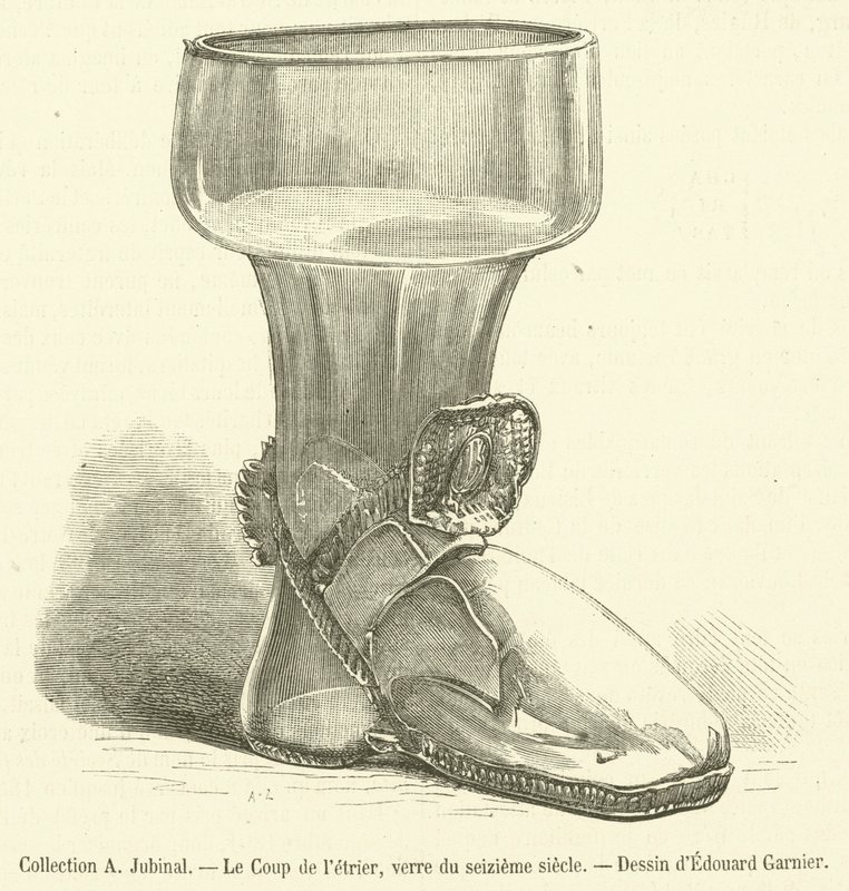 Collection A Jubinal, The Stirrup Cup, 16th Century Glass (engraving) by French School