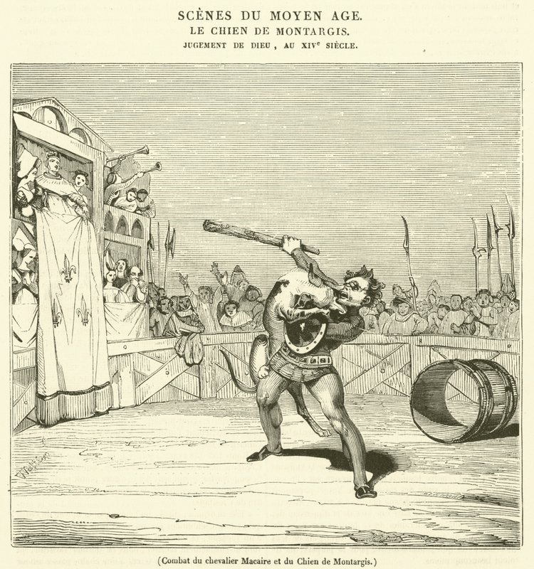 Combat of Knight Macaire and the Dog of Montargis by French School