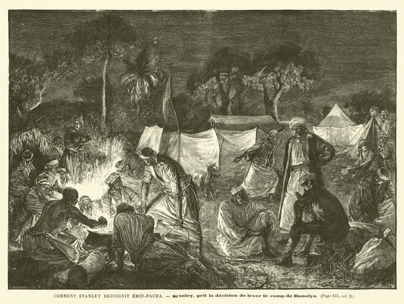 How Stanley Rejoined Emin Pasha (engraving) by French School