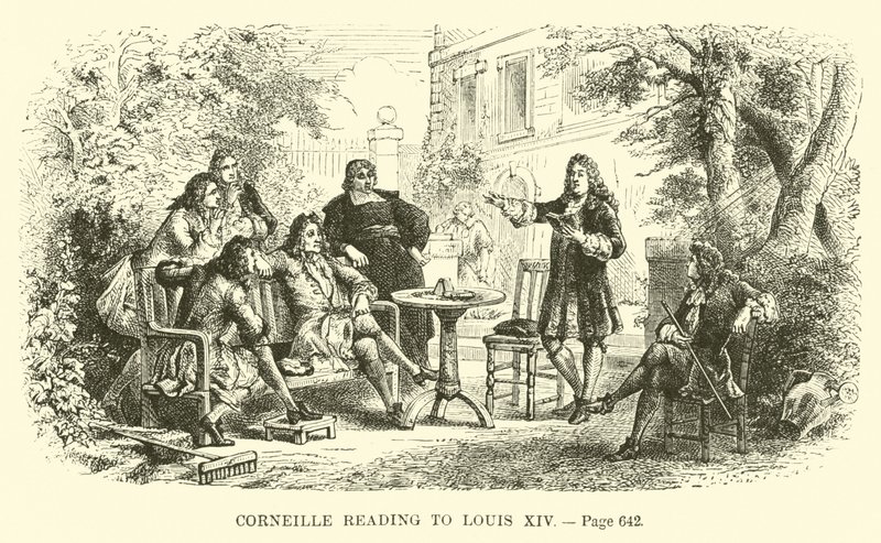 Corneille reading to Louis XIV by French School