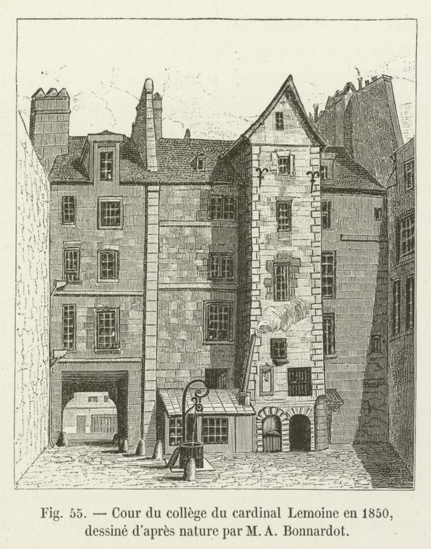 Courtyard of the College of Cardinal Lemoine in 1850, Drawn from Nature by M. A. Bonnardot by French School