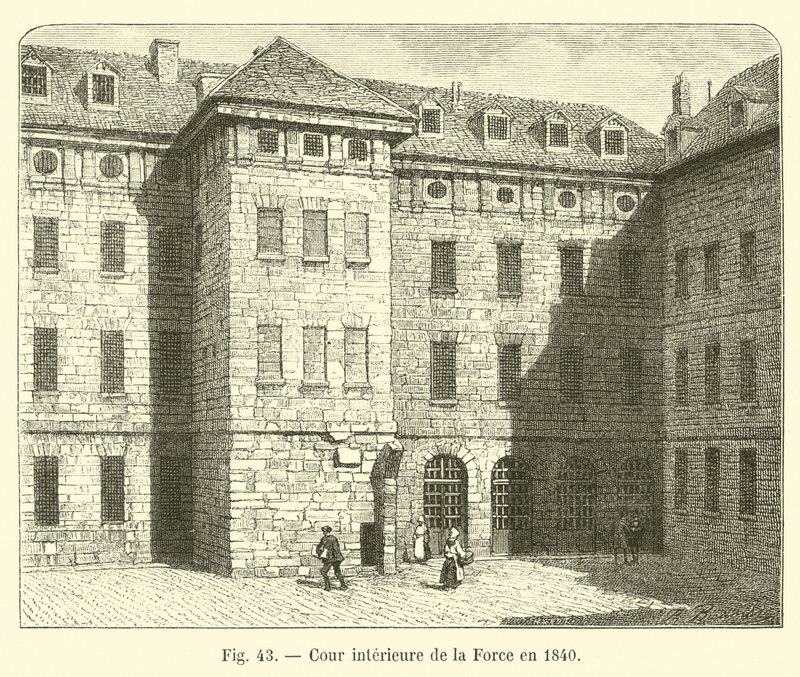 Inner Courtyard of La Force in 1840 by French School