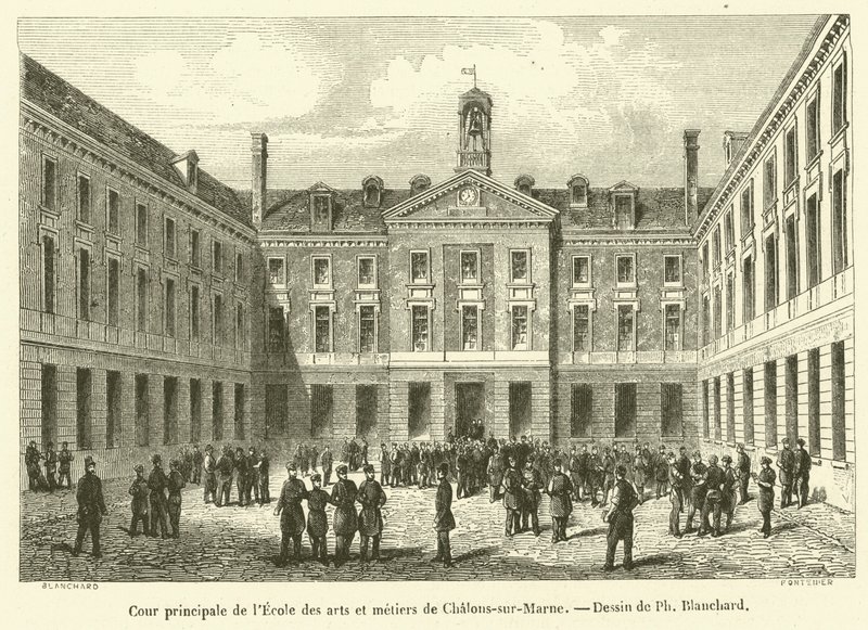 Main Courtyard of the School of Arts and Crafts of Chalons-sur-Marne (engraving) by French School