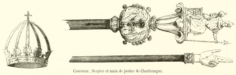 Crown, Scepter and Hand of Justice of Charlemagne by French School