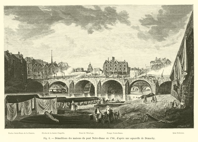 Demolition of the Houses on the Pont Notre-Dame in 1786, after a watercolor by Demachy by French School