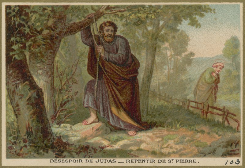 Despair of Judas - Repentance of St Peter by French School