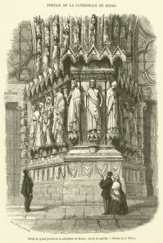 Detail of the Main Portal of the Reims Cathedral (detail) by French School