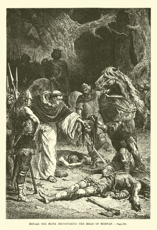 Ditcar the Monk recognizing the head of Morvan by French School