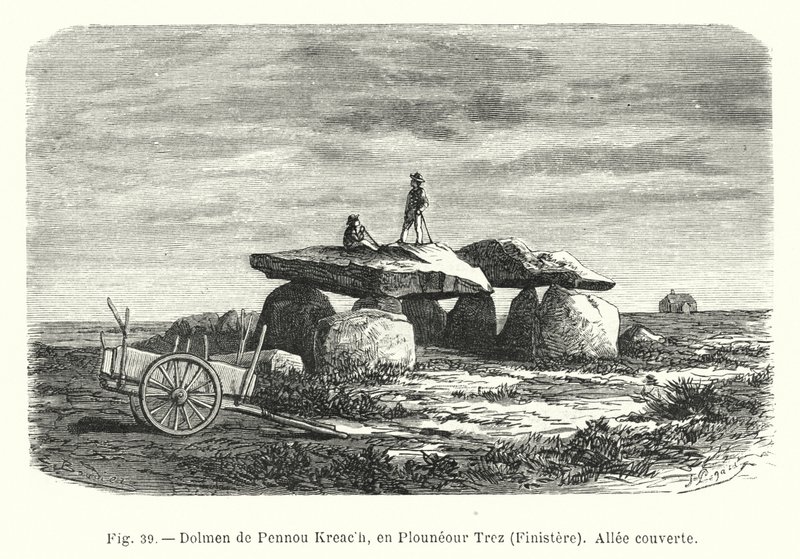 Dolmen of Pennou Kreach, in Plouneour Trez, Finistere, Covered Alley by French School