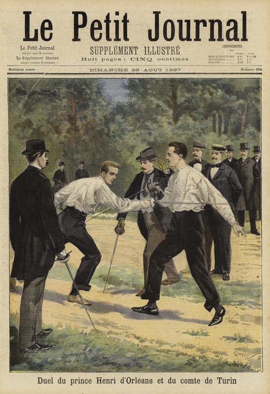 Duel Between Prince Henri of Orleans and the Count of Turin, Vaucresson, France, 1897 by French School