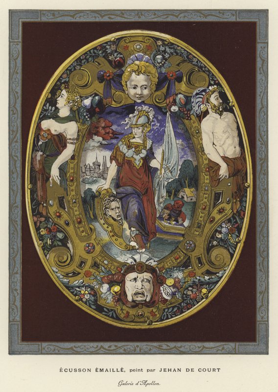 Enamelled Escutcheon Painted by Jean Decourt, 16th Century by French School