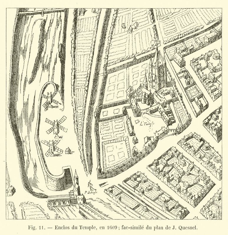 Enclosure of the Temple, in 1609; facsimile of the plan by J. Quesnel by French School