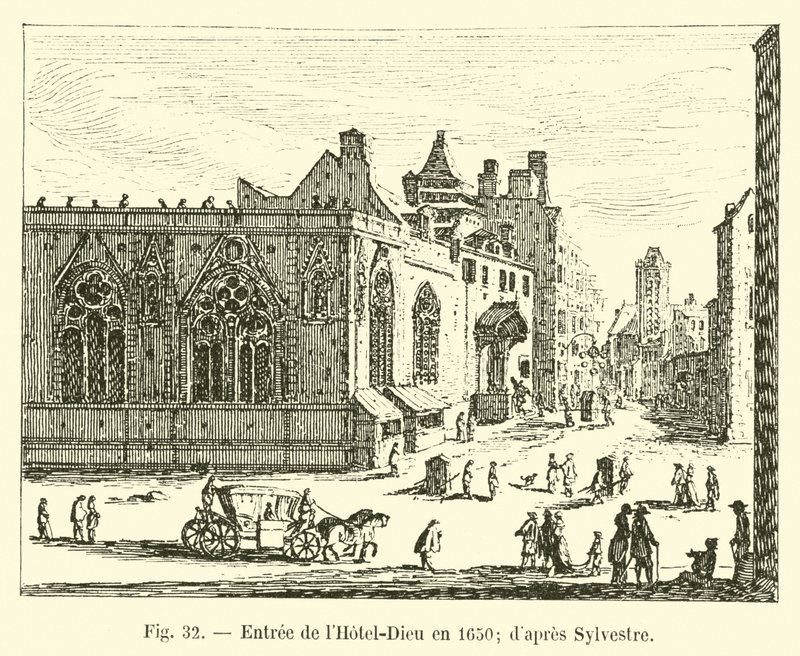 Entrance of the Hotel-Dieu in 1650; after Sylvestre by French School