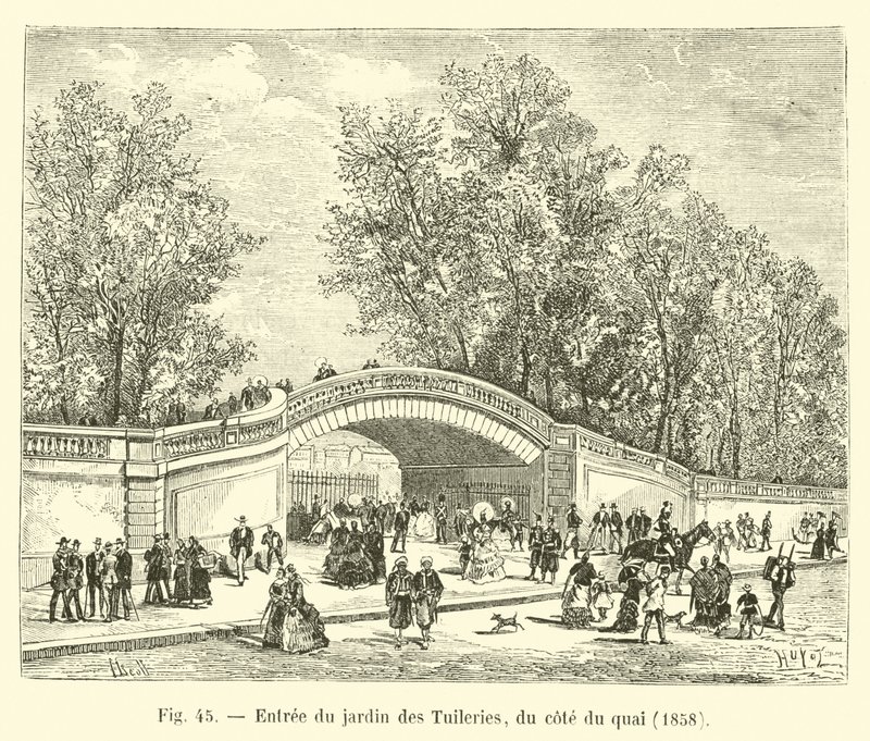 Entrance to the Tuileries Garden from the Quay Side, 1858 by French School