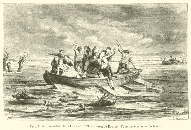 Episode of the flooding of the Loire in 1789 by French School