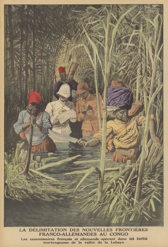 Establishing the border between French and German territories in the Congo by French School