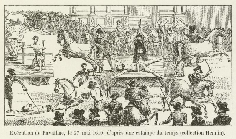Execution of Ravaillac, May 27, 1610, after a print of the time, Hennin collection by French School
