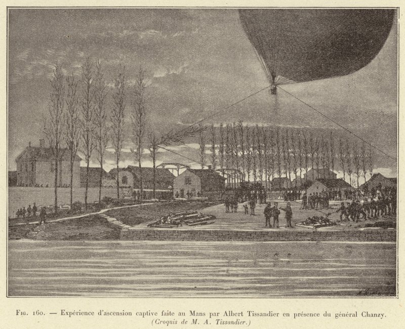 Captive Ascent Experiment Conducted at Le Mans by Albert Tissandier in the Presence of General Chanzy by French School