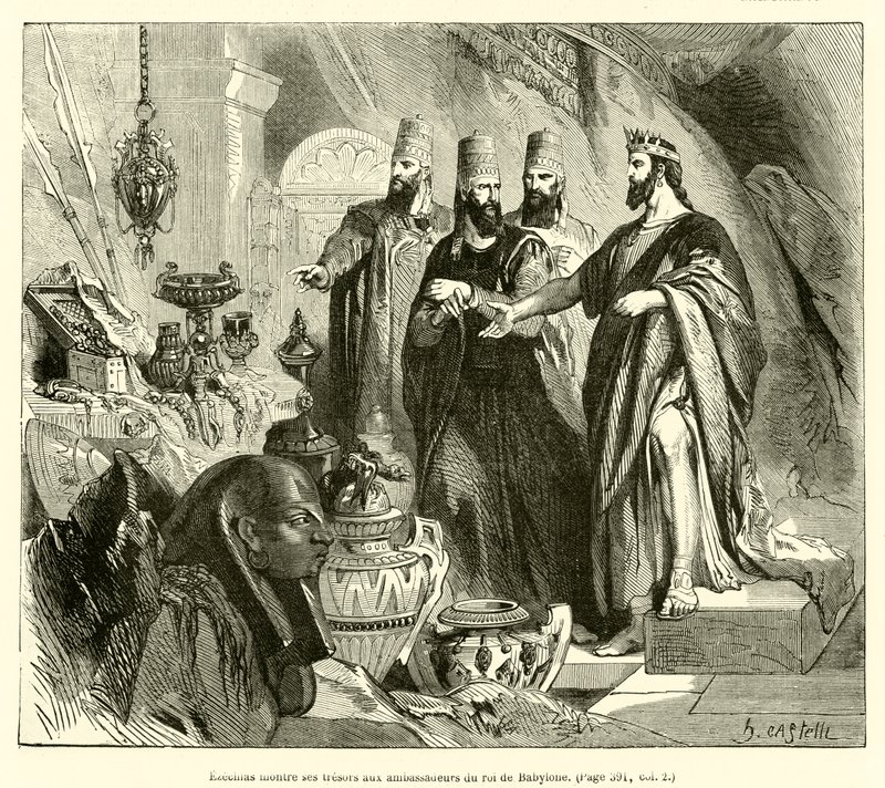 Hezekiah Shows His Treasures to the Ambassadors of the King of Babylon by French School
