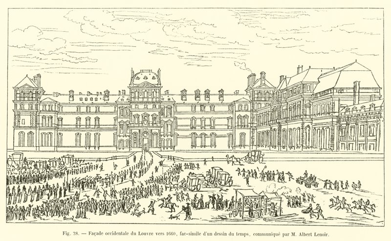 Western facade of the Louvre around 1660, facsimile of a contemporary drawing, communicated by M Albert Lenoir by French School