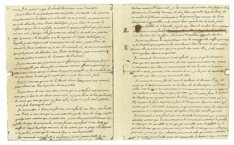 Facsimile of the Will of Louis XVI of France by French School