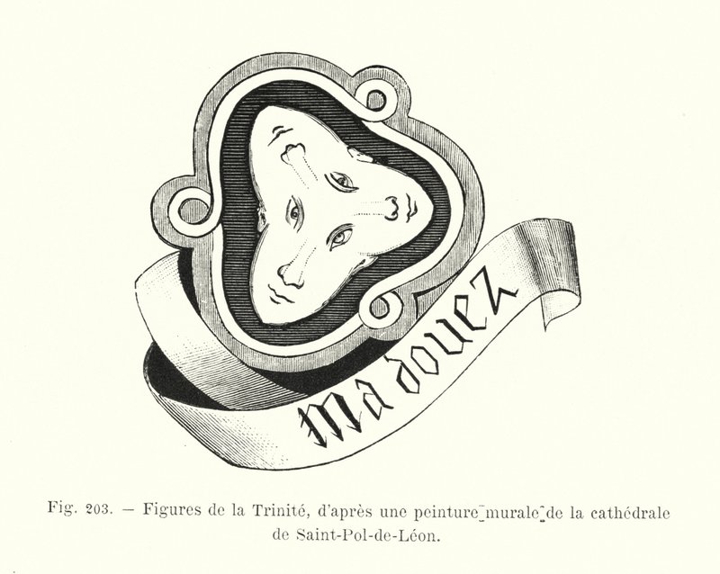 Figures of the Trinity, After a Mural Painting in the Cathedral of Saint-Pol-de-Leon (engraving) by French School