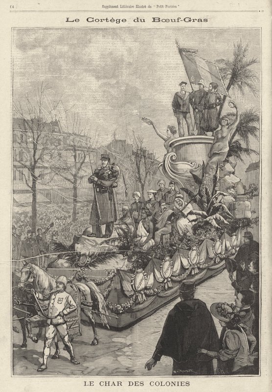 Float of the Colonies in the Boeuf Gras carnival procession, Paris, France by French School