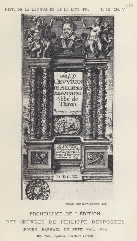 Frontispiece of the Edition of the Works of Philippe Desportes by French School