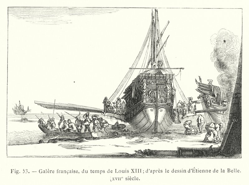 French Galley from the Time of Louis XIII; After the Drawing by Etienne de la Belle, 17th Century by French School